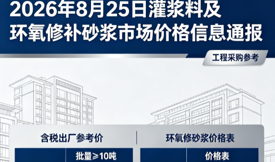 新盈镇2026年8月25日灌浆料及环氧修补砂浆市场价格信息通报